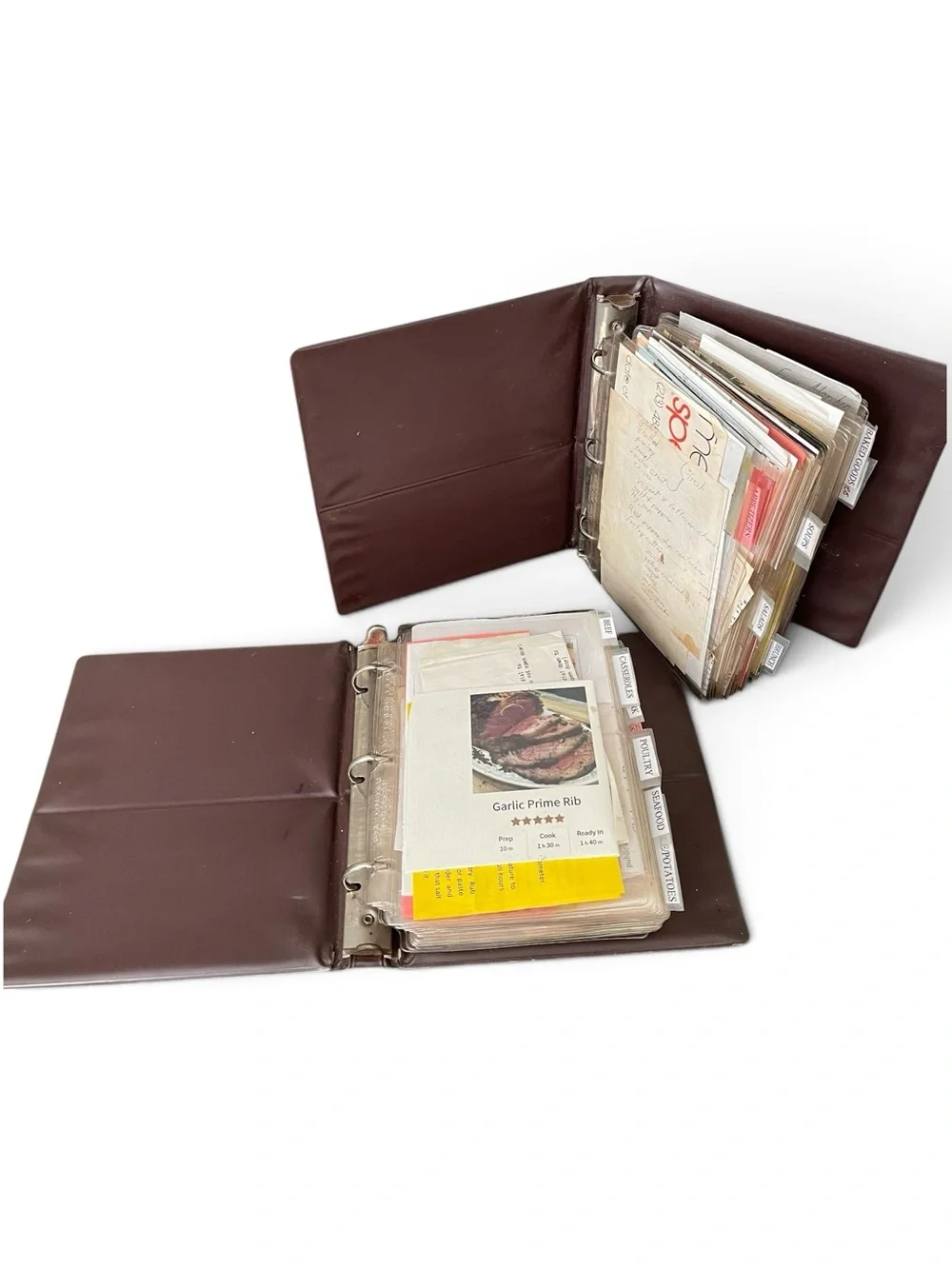 Vintage 1970’s Recipe Collector Brown Vinyl  Binders Full of Recipes